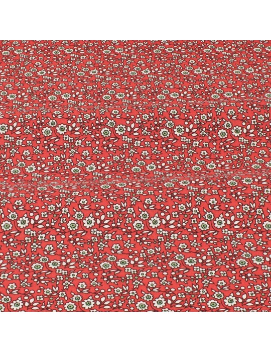 Coupon coton petites fleurs rouge 50 x 150 cm
