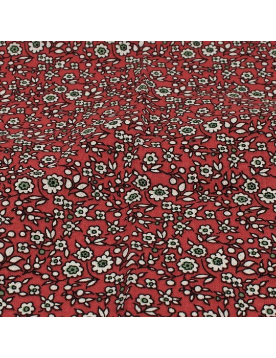 Coupon patchwork petites fleurs 50 x 50 cm rouge