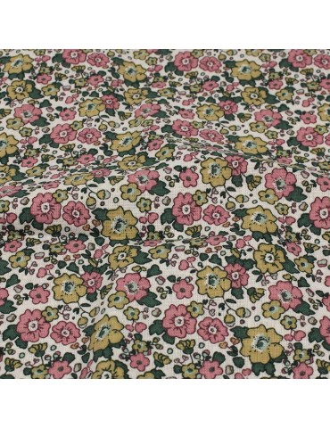 Coupon patchwork petites fleurs 50 x 50 cm vieux rose