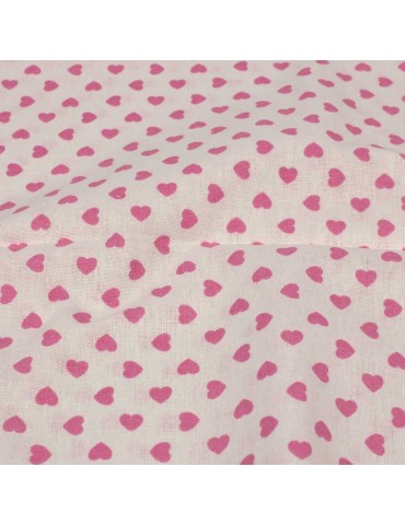 Coupon patchwork coeurs 50 x 50 cm rose/blanc