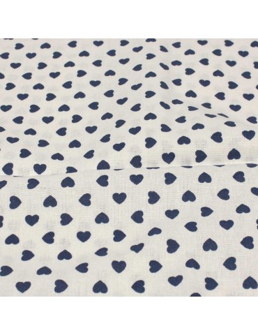 Coupon patchwork coeurs 50 x 50 cm marine/blanc