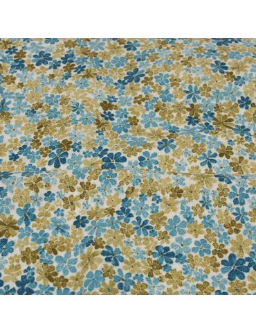 Coupon patchwork petites fleurs 50 x 50 cm bleu