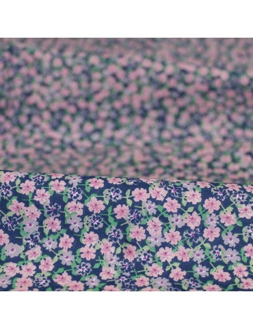 Coupon patchwork petites fleurs 50 x 50 cm rose