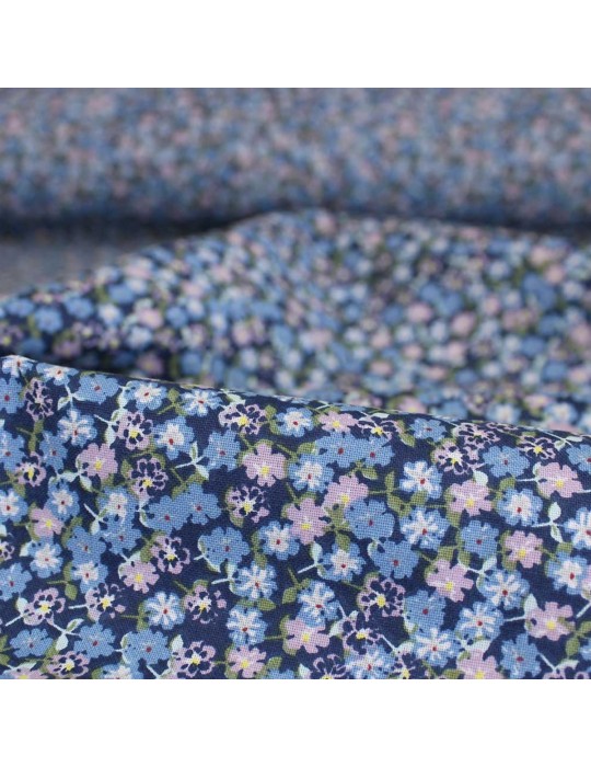 Coupon patchwork petites fleurs 50 x 50 cm bleu/violet