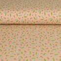 Tissu jersey coton imprimé feuilles vertes rose Tissu jersey coton imprimé feuilles vertes rose