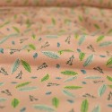Tissu jersey coton imprimé feuilles vertes rose Tissu jersey coton imprimé feuilles vertes rose