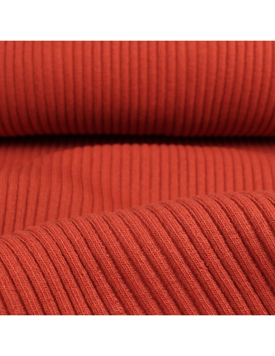 Tissu bord-côte tubulaire uni 35 cm rouge