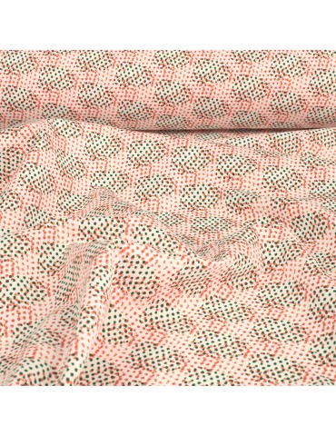 Tissu coton imprimé points orange/vert