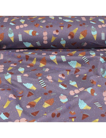 Tissu jersey coton/élasthanne imprimé OEKO-tex violet