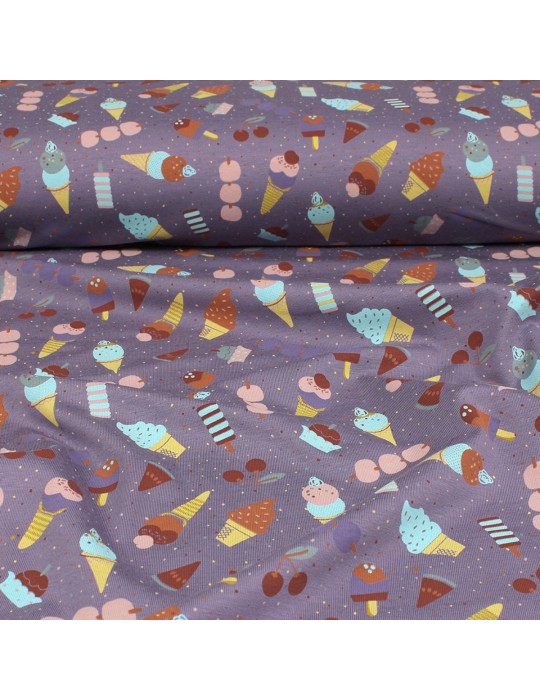 Tissu jersey coton/élasthanne imprimé OEKO-tex violet