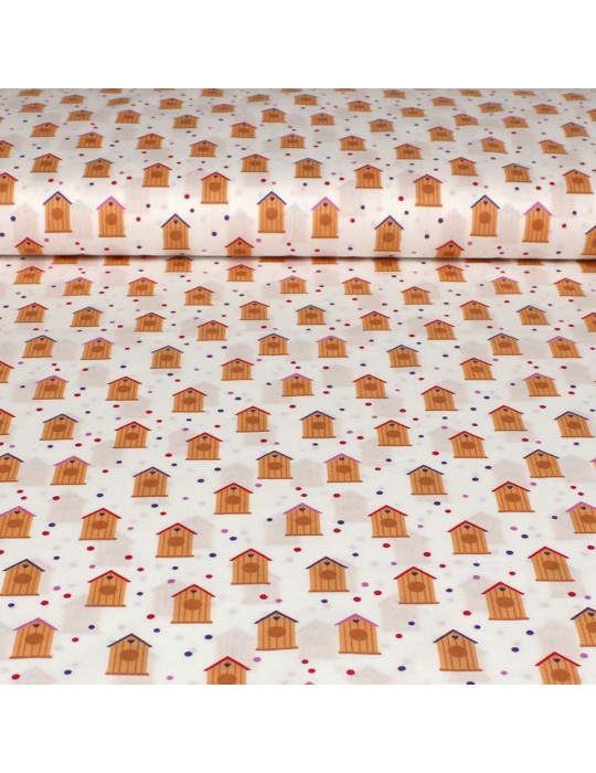 Tissu popeline 100 % coton imprimé oeko-tex blanc