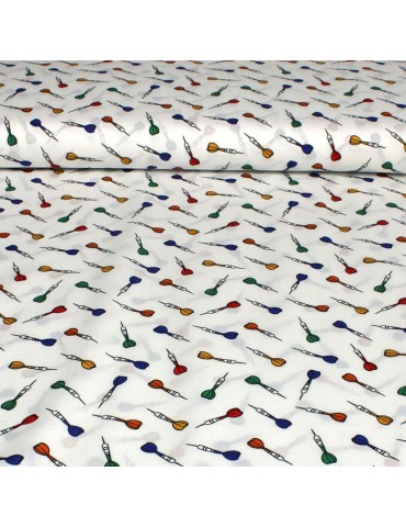 Tissu popeline imprimé 100 % coton oeko-tex blanc