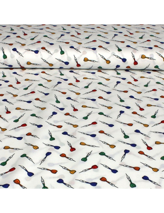 Tissu popeline imprimé 100 % coton oeko-tex blanc