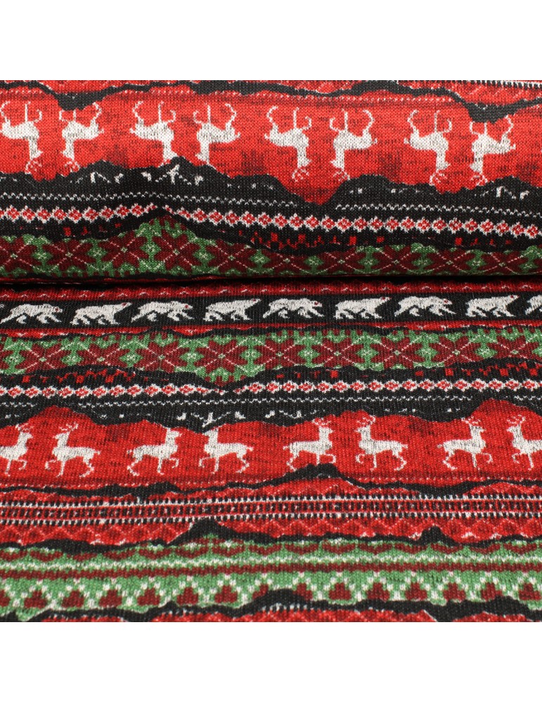 Tissu Jersey imprimé ours/rennes Tissu Jersey imprimé ours/rennes