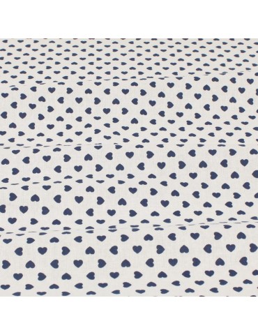 Tissu coton petits cœurs bleu/blanc