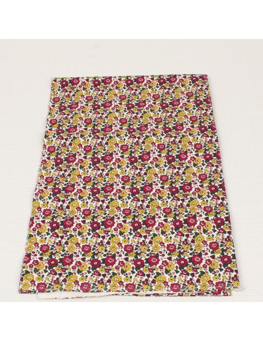 Coupon coton petites fleurs jaunes 50 x 150 cm