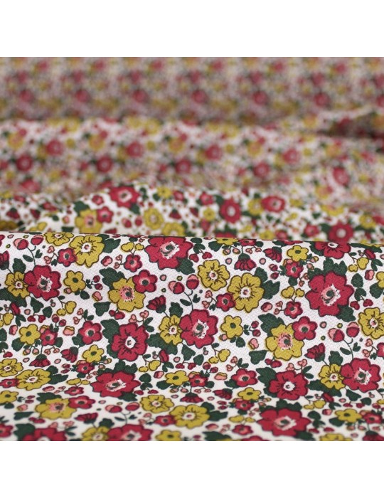 Coupon coton petites fleurs jaunes 50 x 150 cm