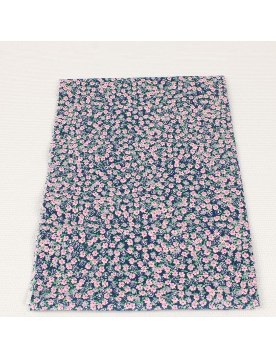Coupon coton petites fleurs roses 50 x 150 cm