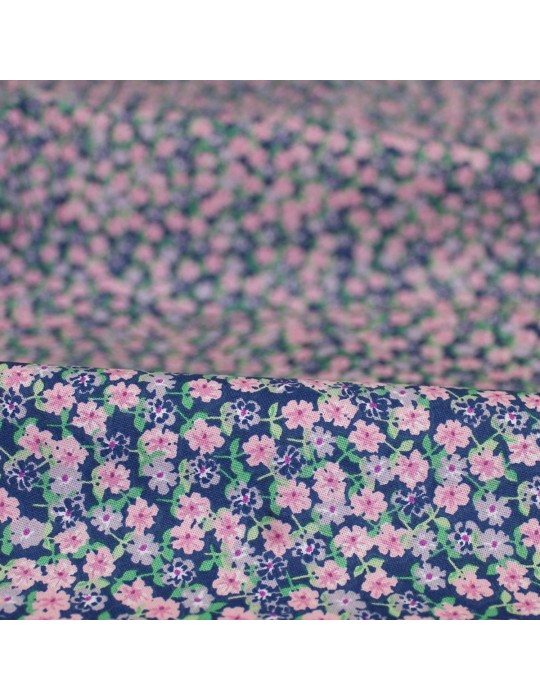 Coupon coton petites fleurs roses 50 x 150 cm