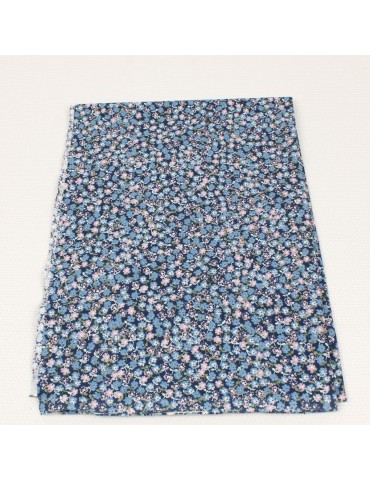 Coupon coton petites fleurs bleues 50 x 150 cm