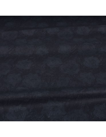 Tissu cretonne fleurs marine