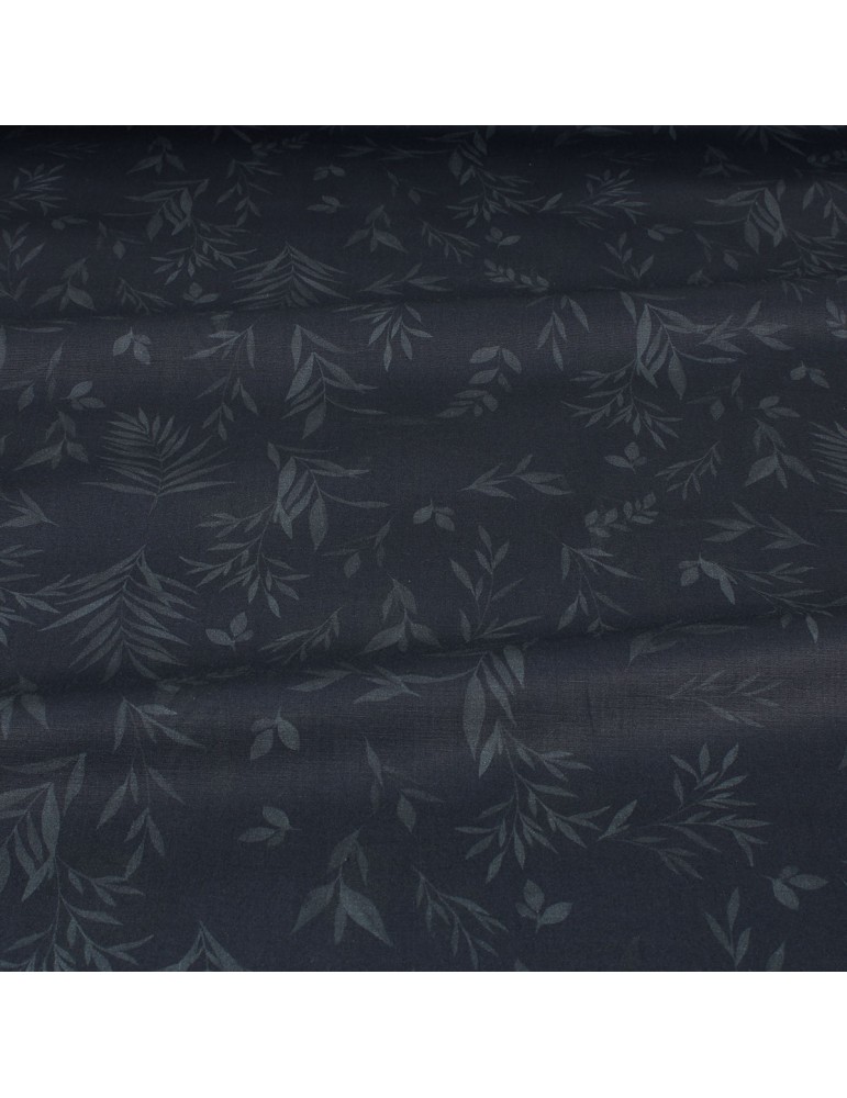 Tissu cretonne feuillage bleu Tissu cretonne feuillage bleu
