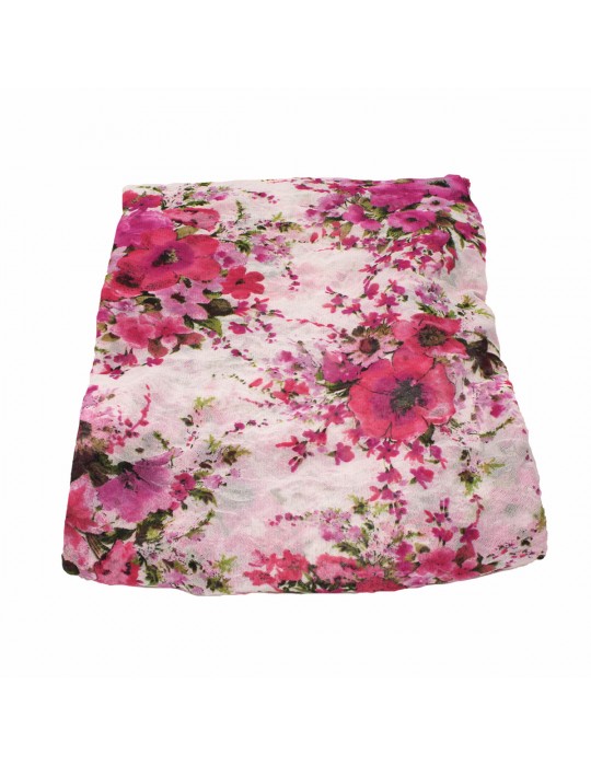 Coupon jersey floral rose/blanc 300 x 137 cm
