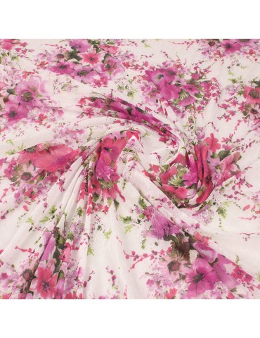 Coupon jersey floral rose/blanc 300 x 137 cm
