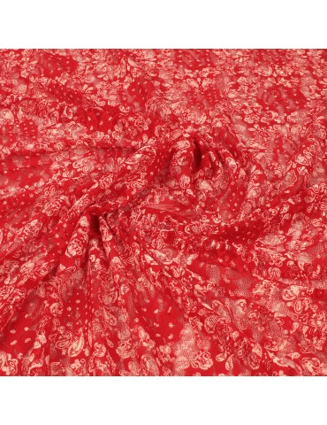 Coupon jersey floral écru/orange 300 x 145 cm