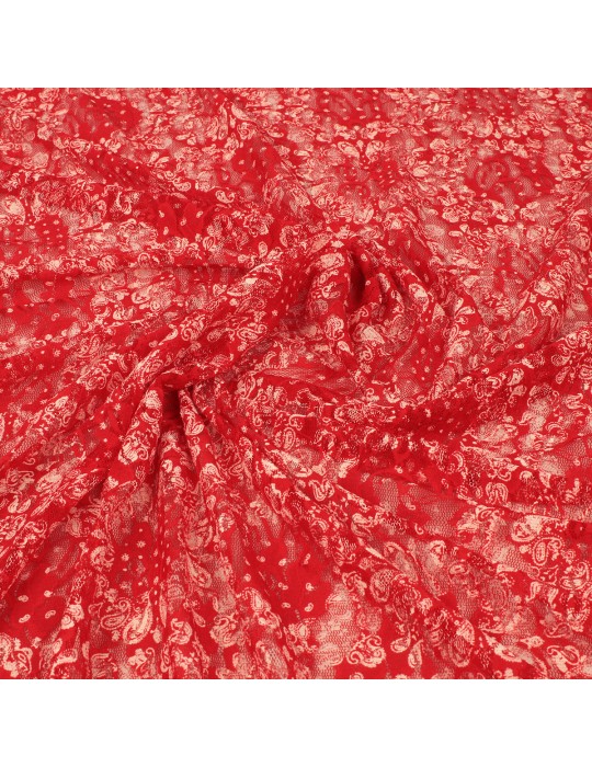 Coupon jersey floral écru/orange 300 x 145 cm