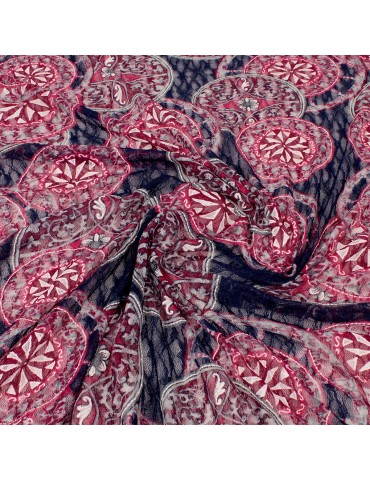 Coupon jersey géométrique bordeaux/marine 300 x 155 cm