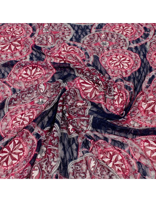 Coupon jersey géométrique bordeaux/marine 300 x 155 cm