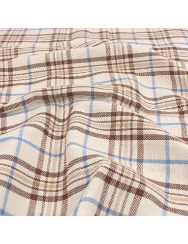 Coupon quadrillage marron/bleu 100 % coton 50 x 150 cm