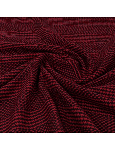 Coupon lainage géométrique rouge/noir 150 x 145 cm