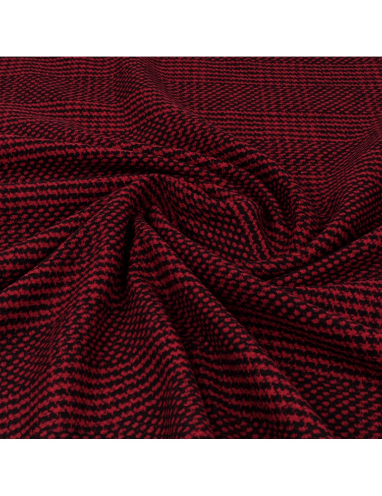 Coupon lainage géométrique rouge/noir 150 x 145 cm