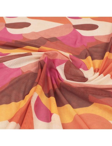 Coupon tissu résille fuchsia/orange 300 x 155 cm