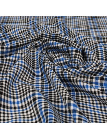 Tissu viscose quadrillage bleu/noir