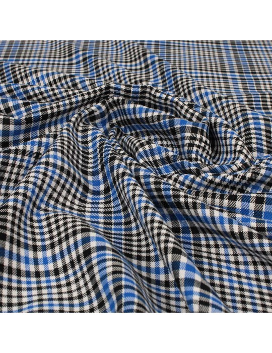 Tissu viscose quadrillage bleu/noir