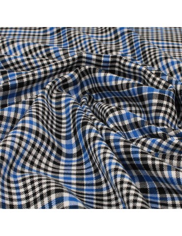 Tissu viscose quadrillage bleu/noir