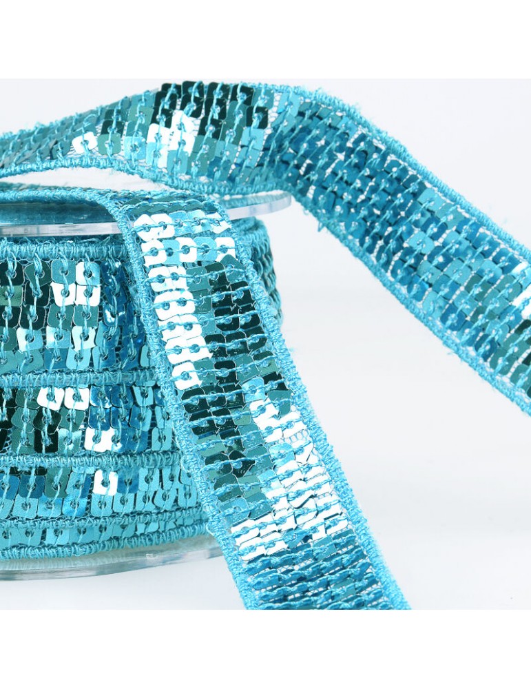 Galon paillettes 10 mm bleu