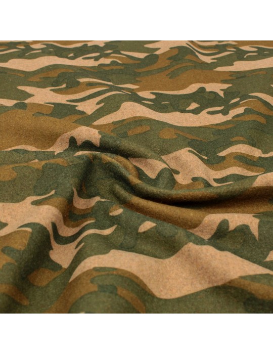 Coupon lainage camouflage kaki/beige 50 x 150 cm