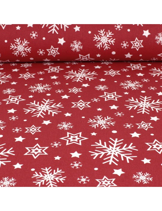 Coupon coton imprimé Noël 50 x 50 cm rouge