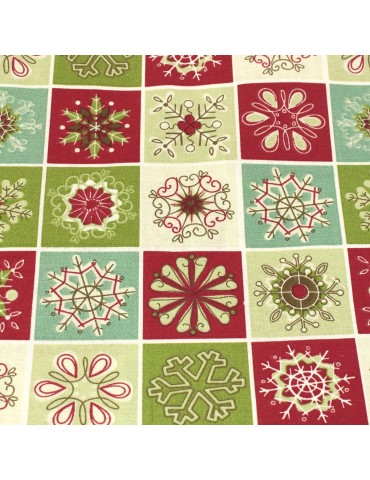 Coupon coton imprimé Noël 50 x 50 cm vert