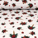 Coupon coton imprimé Noël 50 x 50 cm blanc