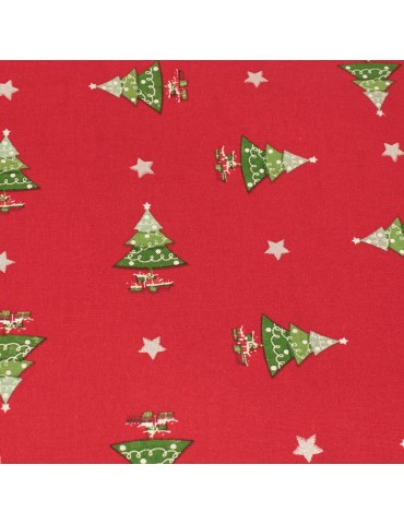 Coupon coton imprimé Noël 50 x 50 cm rouge