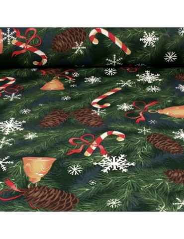 Coupon coton imprimé Noël 50 x 50 cm vert