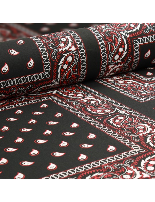 Coupon coton imprimé 150 x 50 cm noir