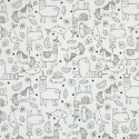 Coupon coton imprimé 150 x 50 cm blanc