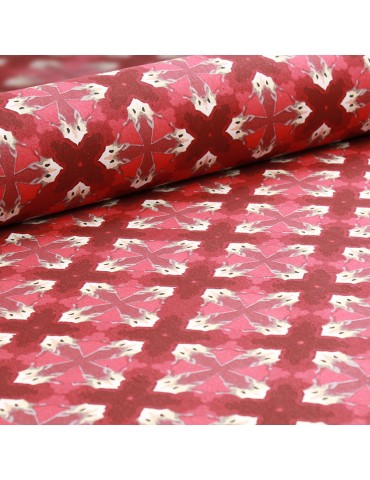 Coupon coton imprimé 150 x 50 cm  rouge