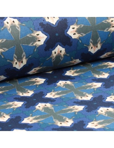 Coupon coton imprimé 150 x 50 cm bleu